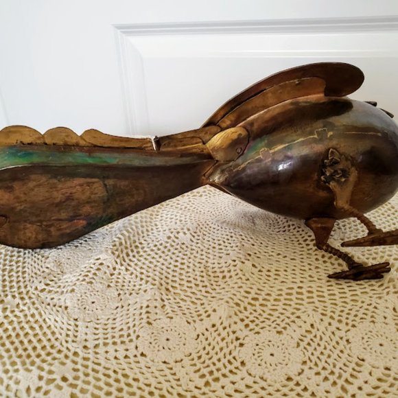 Peacock Shaped Brass Betel Nut Box - Picture 11 of 12